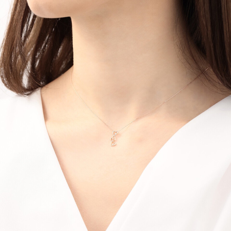 お気にいる ピンクゴールド K10 ダイヤモンド │ブルーム ネックレス ハート アクセサリー